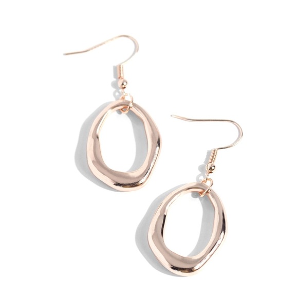 Paparazzi Rose Gold Asymmetrically Artisan Earrings - Picture 3 of 3